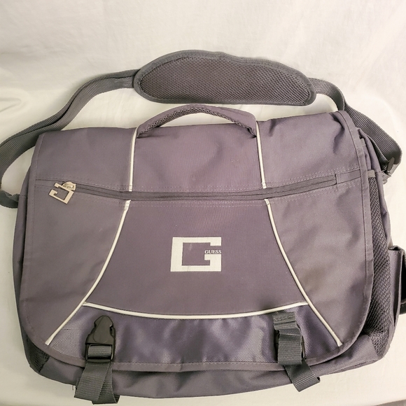 Y2K Guess Messenger Padded Laptop Many Pocket Crossbody Bag Unisex - Picture 1 of 6